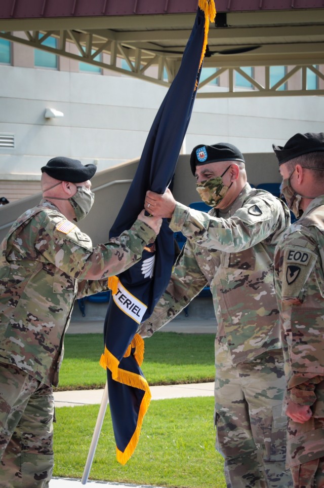 AMC Commanding General Gen. Ed Daly passed the colors to Command Sgt. Maj. Alberto Delgado during a change of responsibility ceremony July 23 at AMC headquarters parade field.