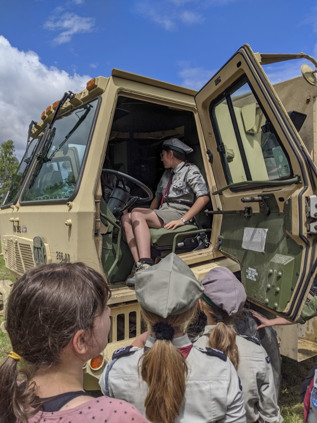 U.S. Army Soldiers from the Alaska National Guard’s 297th Regional Support Group and U.S. Army Reserve’s 266th Ordinance Company, out of Puerto Rico, and Bravo Company, 418th Civil Affairs Battalion, out of Missouri, spend the afternoon...