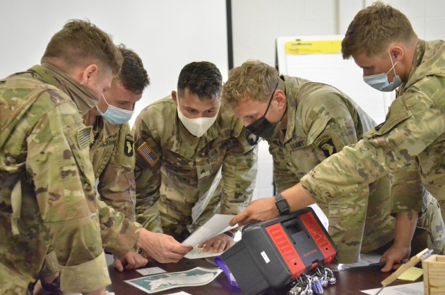 Soldiers of 2nd Battalion, 506th Infantry Regiment, 3rd Brigade Combat Team, 101st Airborne Division (Air Assault), go through an escape room, July 24, 2020, at the Fort Campbell Ready and Resilient Performance Center, A Shau Valley Road, as part...