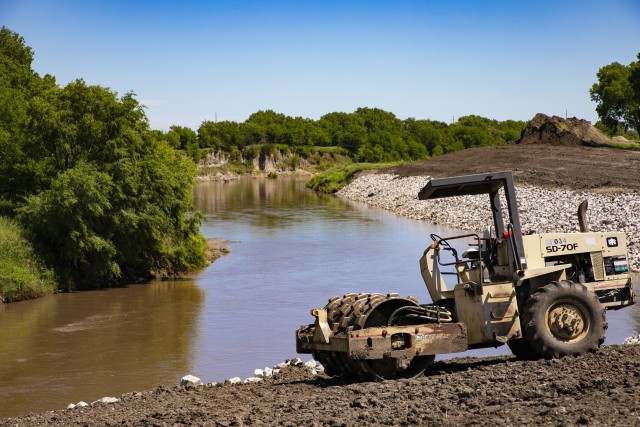 U.S. Army Corps of Engineers from the Omaha District evaluate repairs to the Salt Creek Levee system in Lincoln, Nebraska. The firm-fixed-priced contract for the levee repairs,near Deadman's Run, was advertised to the Pre-qualified Sources List.