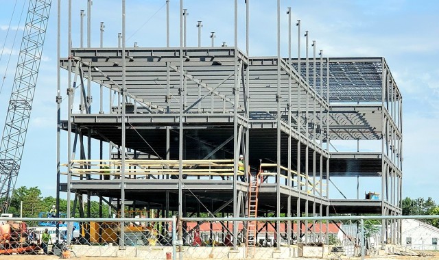 An area of the 1600 block of the cantonment area of the installation is shown July 24, 2020, where a new multi-million dollar barracks is being built at Fort McCoy, Wis. Contractor L.S. Black Constructors was awarded a $20.6 million contract to...