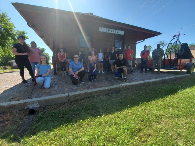 Members of the Fort McCoy Sgt. Audie Murphy Club Chapter, their family members, and others from Fort McCoy, Wis., participated in a one-hour cleanup effort July 16, 2020, along the Elroy-Sparta Bike Trail in Sparta, Wis. Here some are shown in a...