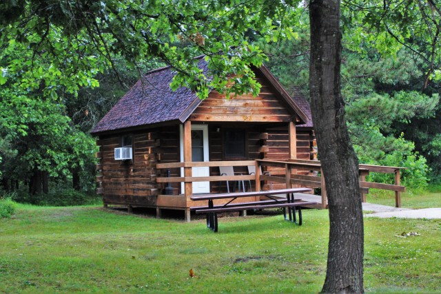 A cabin available for rent is shown July 9, 2020, at Pine View Campground at Fort McCoy, Wis. Open year-round, Pine View Campground is part of Pine View Recreation Area. This area also includes Whitetail Ridge and Sportsman’s Range. The...