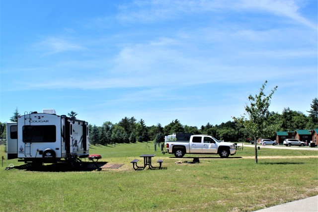 A camper is shown June 25, 2020, at Pine View Campground at Fort McCoy, Wis. Open year-round, Pine View Campground is part of Pine View Recreation Area. This area also includes Whitetail Ridge and Sportsman’s Range. The campground is nestled in...