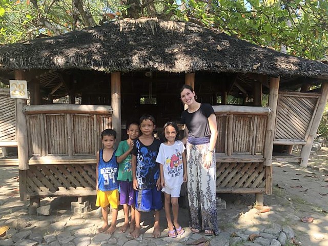 Patricia Fontanet and kids in La Trinidad, Philippines.