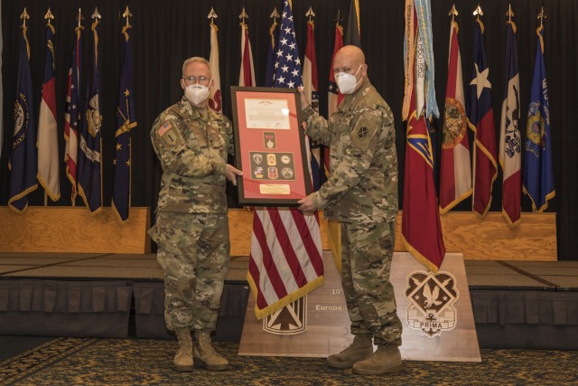 10th Army Air and Missile Defense Command conducts a change of responsibility ceremony on Aug. 6, 2020. at Ramstein Air Base, Germany.