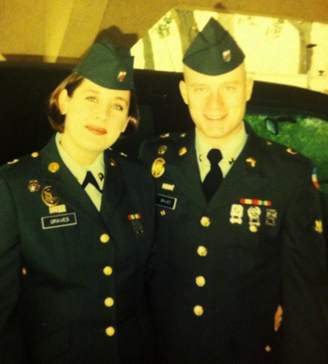 Spc. Jean C. Graves (left) and spouse Spc. Cleophus D. Graves, February 1998. Graves’ spouse went on to serve 22 years and retire from the Army as a first sergeant. He loved being a military police officer and continues to serve as a civilian in a similar capacity at the Fort Polk Directorate of Emergency Services. Graves left the army after five years to pursue other opportunities.