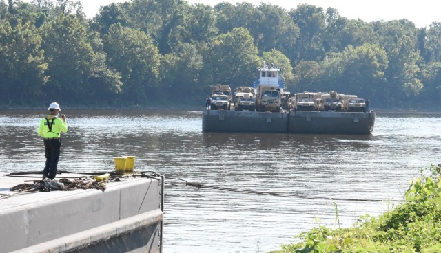 Vincent Schu, project manager for Yazoo River Towing, the barge company tasked with moving the 2nd Brigade Combat Team, 101st Airborne Division (Air Assault) via U.S. waterways from Fort Campbell, Ky., to the Central Louisiana Regional Port in...