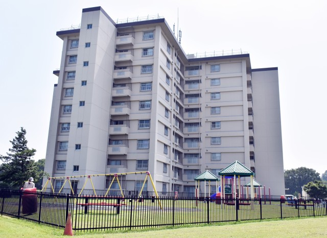 The Building 1050 tower apartment building at Camp Zama, Japan.