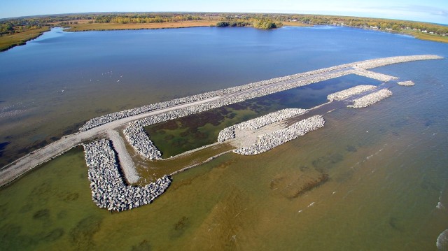 Aerial view of the Braddock Bay barrier beach in Greece, NY, October 16, 2016. The U.S. Army Corps of Engineers, Buffalo District's project to restore the Braddock Bay ecosystem in Greece, NY was completed on November 15, 2018. The project tackled...