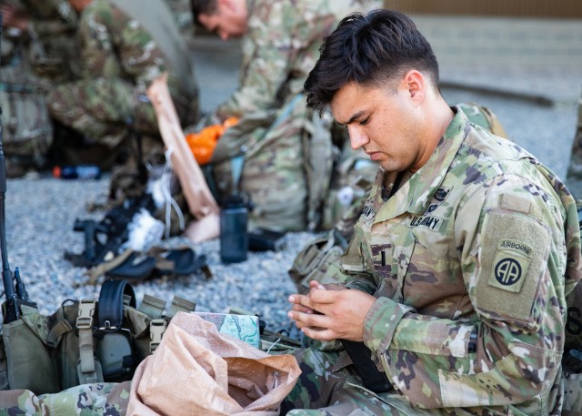 A Paratrooper assigned to 3rd Brigade Combat Team, 82nd Airborne Division loads a magazine during Exercise Panther Storm at Green Ramp on Fort Bragg, N.C., August 11, 2020. Panther Storm is a brigade-level training exercise designed to sharpen Paratroopers ability to deploy anywhere in the world within 18 hours, fight and win against U.S. adversaries.