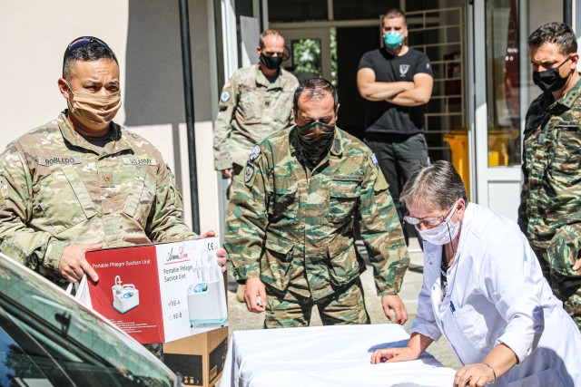 Kosovo Force Regional-Command East Soldiers from the Liaison Monitoring Team, “Kilo 5”, delivered 4 thousand euros worth of medical equipment July 28, 2020 to the Health Station of Banjska (Banjske), Kosovo.  Col. Noel Hoback, RC-E deputy...