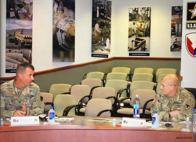 Col. Gavin Gardner, JMC commander, led JMC’s quarterly brief to Gen. Edward Daly, commander, AMC on August 13.  The briefing highlighted strategic initiatives that drive desired effects and outputs for JMC.