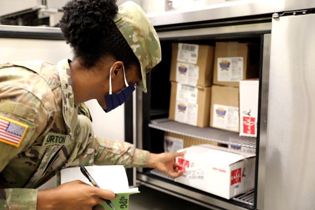 Spc. Monesha Burton plays a key role in the Army Health System’s fight against COVID-19.  Burton, a veterinary food inspection specialist, spends her days inspecting food facilities throughout the Kaiserslautern military community.