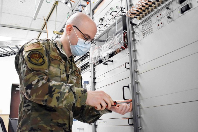 Airman Haven Stone, assigned to 374th Communications Squadron’s Operating Location C, works in Building 771 at Camp Zama, Japan, July 24.