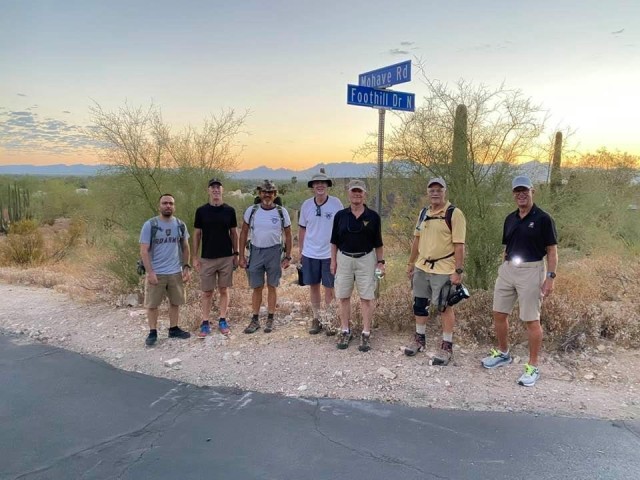 U.S. Military Academy Old Grads from Arizona ruck their Virtual March Back in the desert to coincide with the Class of 2024's March Back at West Point Aug. 10.   							             Photos courtesy of Paul Reilly