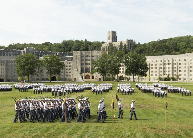 Members of the U.S. Military Academy Class of 2024 officially join the Corps of Cadets during the Acceptance Day Parade on The Plain at West Point Aug. 15.