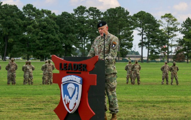 Lieutenant Colonel James Stultz, commander of 1st Battalion, 187th Infantry Regiment, 3rd Brigade Combat Team, 101st Airborne Division (Air Assault), addresses the Families and friend of Soldiers returing from a deployment to East Africa, Aug. 18,...