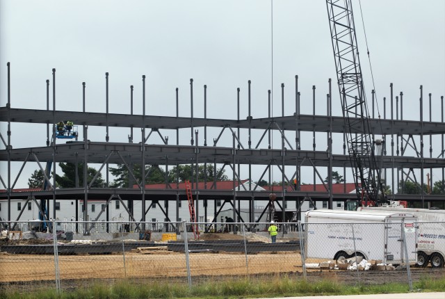 An area of the 1600 block of the cantonment area of the installation is shown July 16, 2020, where a new multi-million dollar barracks is being built at Fort McCoy, Wis. Contractor L.S. Black Constructors was awarded a $20.6 million contract to...