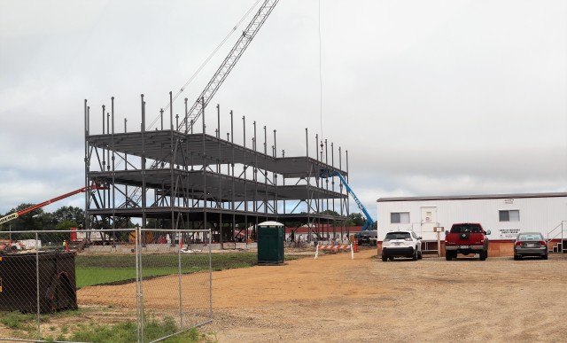 An area of the 1600 block of the cantonment area of the installation is shown July 16, 2020, where a new multi-million dollar barracks is being built at Fort McCoy, Wis. Contractor L.S. Black Constructors was awarded a $20.6 million contract to...