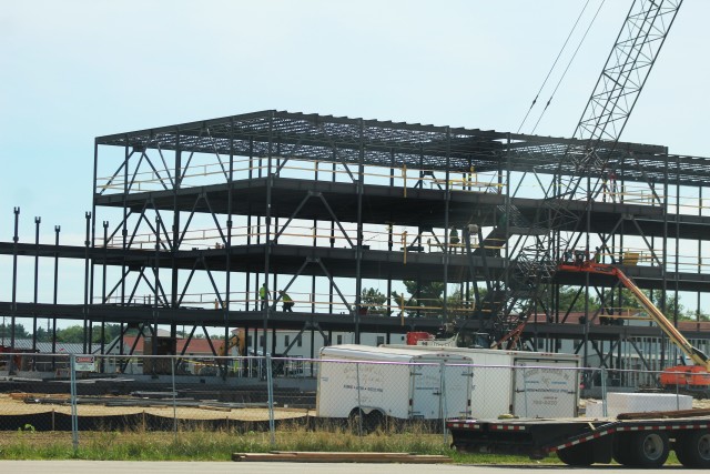 An area of the 1600 block of the cantonment area of the installation is shown Aug. 20, 2020, where a new multi-million dollar barracks is being built at Fort McCoy, Wis. Contractor L.S. Black Constructors was awarded a $20.6 million contract to...