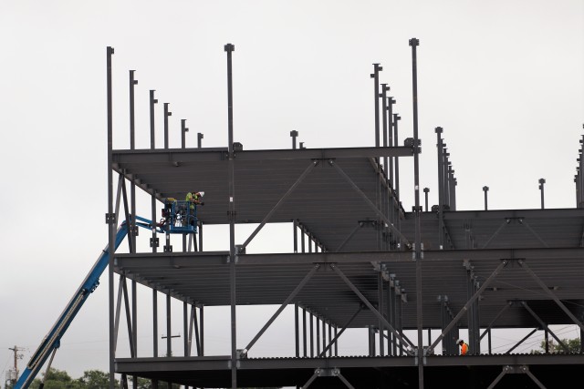 An area of the 1600 block of the cantonment area of the installation is shown July 16, 2020, where a new multi-million dollar barracks is being built at Fort McCoy, Wis. Contractor L.S. Black Constructors was awarded a $20.6 million contract to...