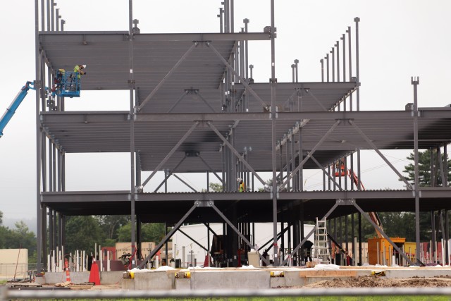 An area of the 1600 block of the cantonment area of the installation is shown July 16, 2020, where a new multi-million dollar barracks is being built at Fort McCoy, Wis. Contractor L.S. Black Constructors was awarded a $20.6 million contract to...