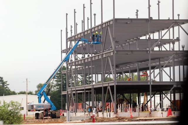 An area of the 1600 block of the cantonment area of the installation is shown July 16, 2020, where a new multi-million dollar barracks is being built at Fort McCoy, Wis. Contractor L.S. Black Constructors was awarded a $20.6 million contract to...