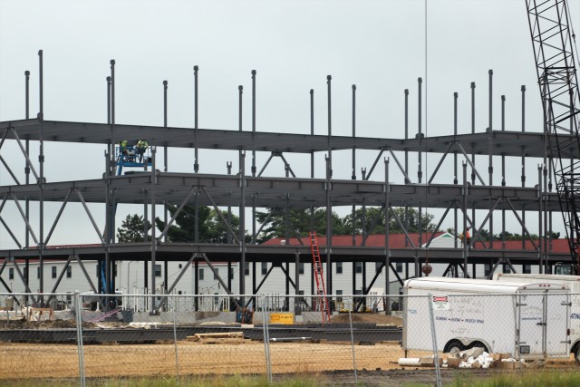 An area of the 1600 block of the cantonment area of the installation is shown July 16, 2020, where a new multi-million dollar barracks is being built at Fort McCoy, Wis. Contractor L.S. Black Constructors was awarded a $20.6 million contract to...