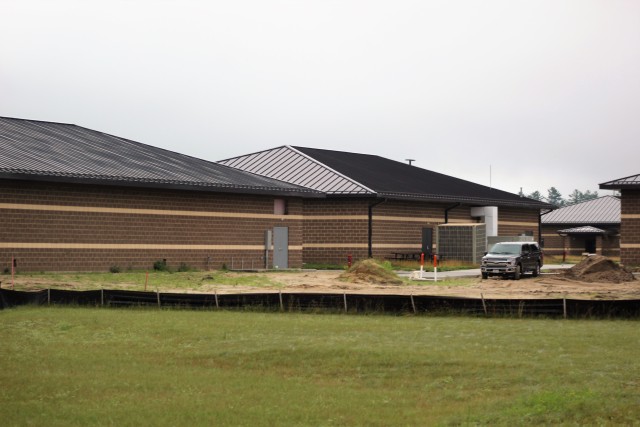 Work on five new battle simulations buildings in the 200 block is shown July 16, 2020, at Fort McCoy, Wis. Contractor MDM Construction Supply of Rockford, Ill., is constructing the new buildings and related infrastructure. The projected completion...