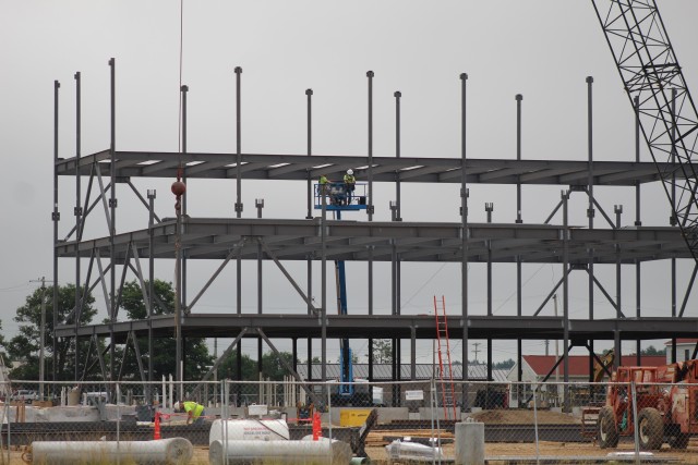 An area of the 1600 block of the cantonment area of the installation is shown July 16, 2020, where a new multi-million dollar barracks is being built at Fort McCoy, Wis. Contractor L.S. Black Constructors was awarded a $20.6 million contract to...