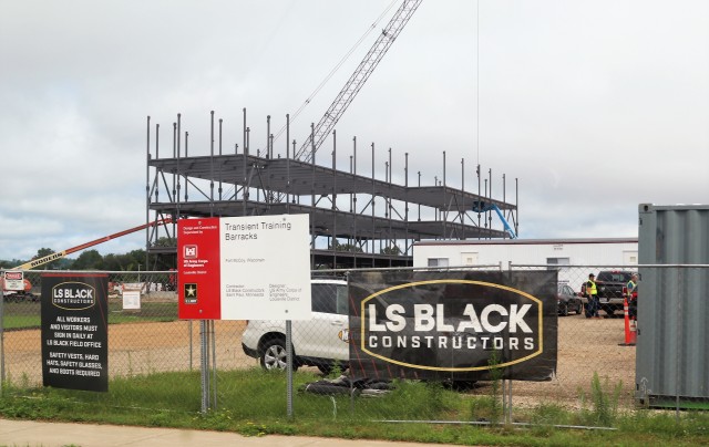 An area of the 1600 block of the cantonment area of the installation is shown July 16, 2020, where a new multi-million dollar barracks is being built at Fort McCoy, Wis. Contractor L.S. Black Constructors was awarded a $20.6 million contract to...