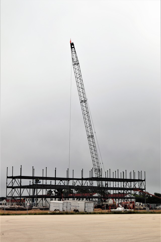 An area of the 1600 block of the cantonment area of the installation is shown July 16, 2020, where a new multi-million dollar barracks is being built at Fort McCoy, Wis. Contractor L.S. Black Constructors was awarded a $20.6 million contract to...