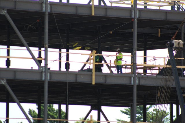 An area of the 1600 block of the cantonment area of the installation is shown Aug. 20, 2020, where a new multi-million dollar barracks is being built at Fort McCoy, Wis. Contractor L.S. Black Constructors was awarded a $20.6 million contract to...