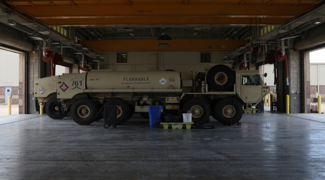 As part of Operation Pegasus Harvest, a M978A4 fuel servicing truck waits for departure in a motor pool July 30 on Fort Hood, TX. The operation focuses on reducing excess equipment and vehicles to minimize costs. (U.S. Army photo by Pvt. Brayton Daniel)