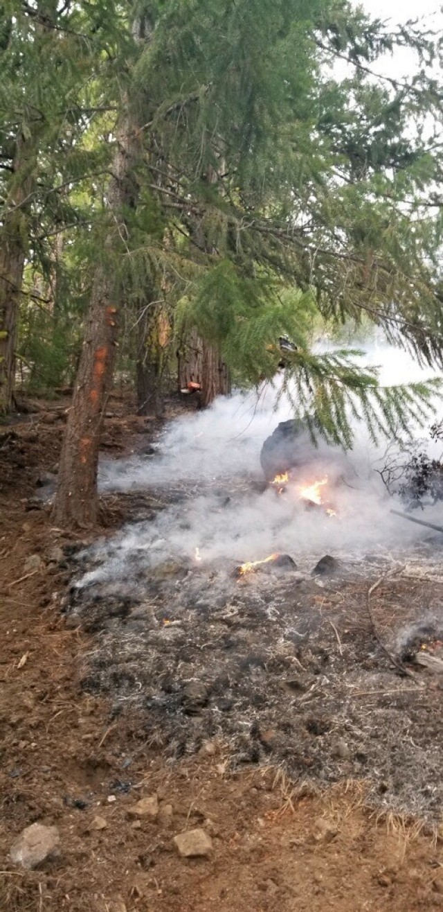 Smolders continue to burn at a fireline constructed by fire and emergency services personnel from Sierra Army Depot, during wildfires outside of Susanville, Calif., mid-August 2020. Sierra Army Depot -- which is responsible for delivering materiel readiness to the U.S. Army -- has mutual aid agreements with several fire departments throughout Lassen County, California to deliver fire and emergency support when available.

A series of wildfires has burned more than 30,000 acres of land near Susanville. Sierra Army Depot is located approximately 30 miles south of Susanville, in Herlong.