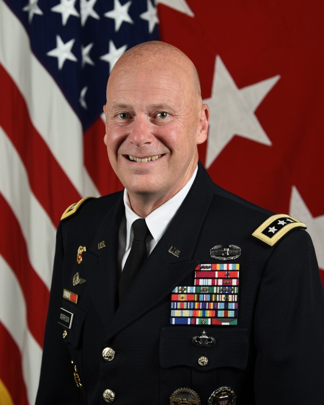 U.S. Army Lt. Gen John B. Morrison, Deputy Chief of Staff of the G-6 poses for his official portrait in the Army portrait studio at the Pentagon in Arlington, Va, Aug. 07, 2020.  (U.S. Army photo by William Pratt)