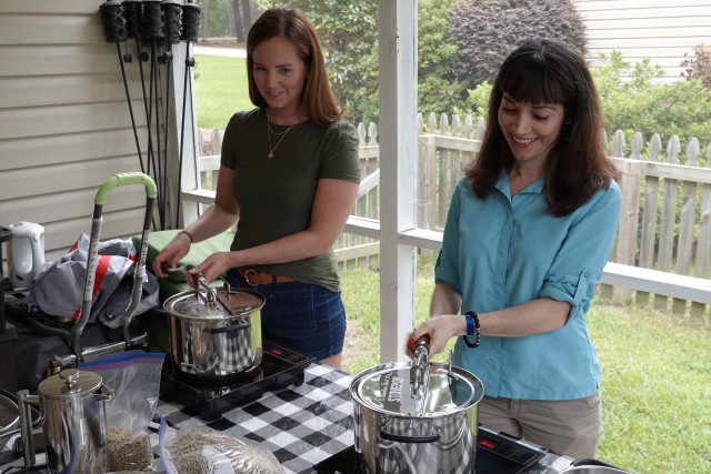 Family members of the 98th Civil Affairs Battalion, 95th Civil Affairs Brigade, Special Operations, Airborne, roast coffee beans at a Roast 4 Soldiers event hosted by Chaplain Jueun Kim of the 98th Civil Affairs Battalion on Aug. 22, 2020. The...