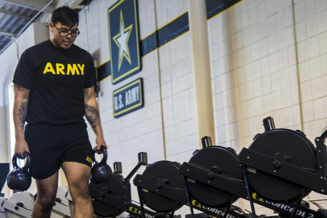 A Fort Drum Soldier takes a mock ACFT in preparation for the actual test, Feb. 19, 2019.