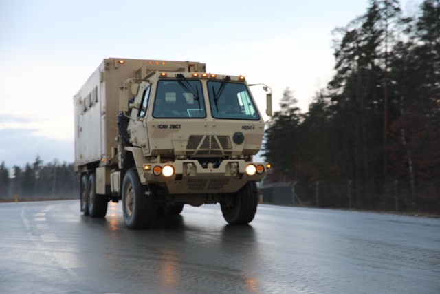 Elements of 2nd Armored Brigade Combat Team, 1st Cavalry Division, convoy to the Hohenfels Training Area for Combined Resolve XIII on Jan. 18, 2020. Combined Resolve XIII is a biannual U.S. Army Europe and 7th Army Training Command led exercise...