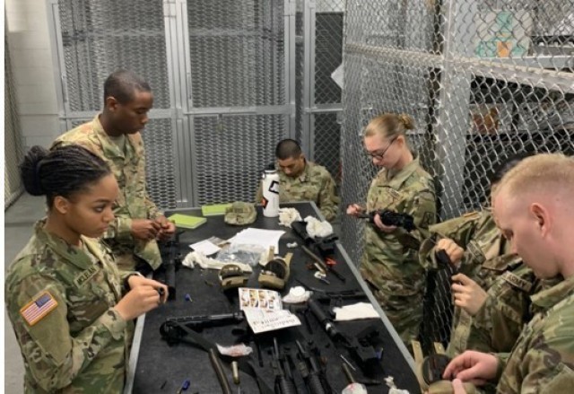 Soldiers assigned to the USANEC – Camp Zama conduct PMCS on their assigned weapon in December of 2019.