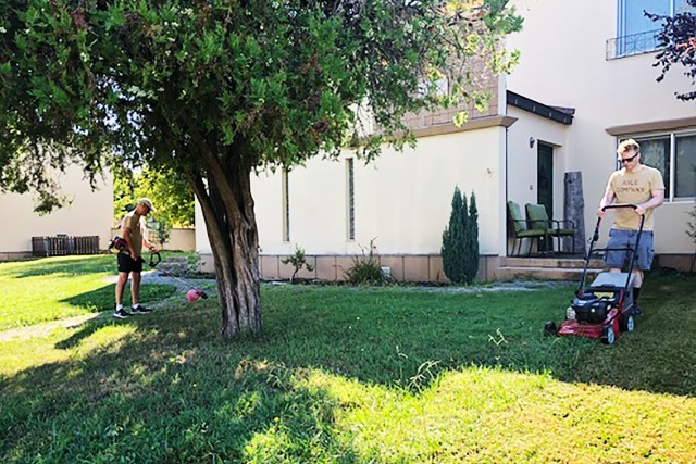 VICENZA - Some volunteers from the Vicenza Sergeant Morales Club, alongside members of the Vicenza Better Opportunities for Single Soldiers Program help mow lawns for families in Villaggio Army Family Housing Aug. 15, 2020.
...