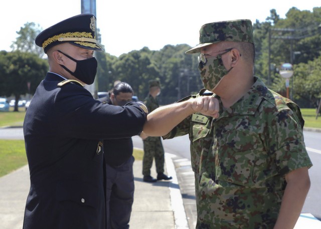 CAMP ZAMA, Japan - U.S. Army Japan Headquarters, August 20, 2020 in honor of Lt. Gen. Yoshihide Yoshida, Japan Ground Self-Defense Force's Ground Component Command's Commanding General, an Honors Ceremony was rendered by Maj. Gen. Viet. X. Luong,...
