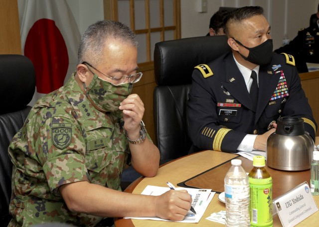 CAMP ZAMA, Japan - U.S. Army Japan Headquarters, August 20, 2020 in honor of Lt. Gen. Yoshihide Yoshida, Japan Ground Self-Defense Force's Ground Component Command's Commanding General, an Honors Ceremony was rendered by Maj. Gen. Viet. X. Luong,...