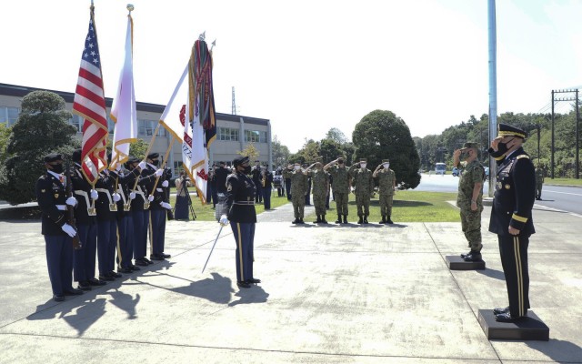 CAMP ZAMA, Japan - U.S. Army Japan Headquarters, August 20, 2020 in honor of Lt. Gen. Yoshihide Yoshida, Japan Ground Self-Defense Force's Ground Component Command's Commanding General, an Honors Ceremony was rendered by Maj. Gen. Viet. X. Luong,...