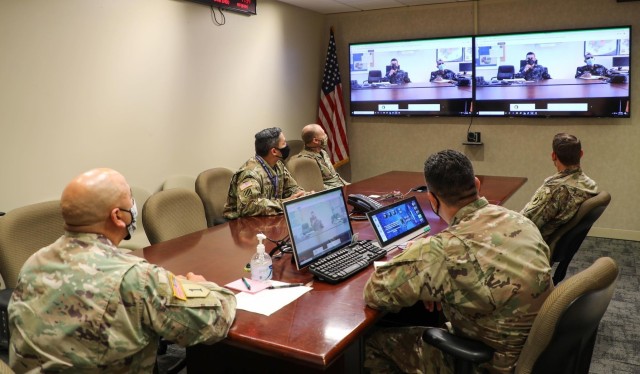 Personnel from the U.S. Army South Security Cooperation Division, listen in during the Central America Working Group virtual meeting held Aug. 24-28. The CENTAM Working Group provides Army South, along with U.S. Embassy Security Cooperation Office...