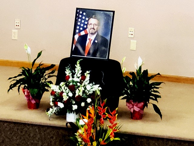Fort McCoy community members and friends and family of James C. Hamilton III gathered for a socially distanced memorial service Aug. 14, 2020, in building 905 at Fort McCoy, Wis. Hamilton was the former director of the Directorate of Emergency...