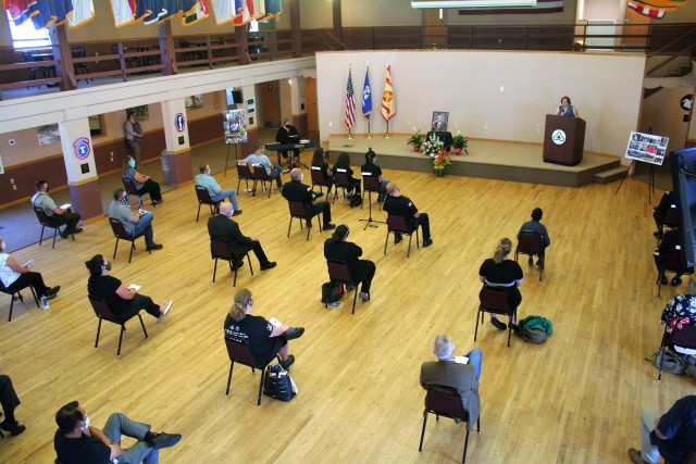Fort McCoy community members and friends and family of James C. Hamilton III gathered for a socially distanced memorial service Aug. 14, 2020, in building 905 at Fort McCoy, Wis. Hamilton was the former director of the Directorate of Emergency...