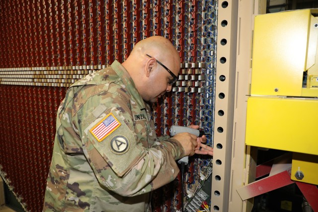 200817-A-BS696-1847
CHAMBERSBURG, Pa.
Chief Warrant Officer 3 Jesus Gonzalez rewires wires on a bus bar on a PATRIOT radar main array in PATRIOT radar assembly as part of the Training With Industry (TWI) internship at Letterkenny Army Depot. The Training With Industry (TWI) program is a one year internship that embeds a selected warrant officer into the Organic Industrial Base. The goal of the TWI program is to develop the Warrant Officer’s experience in advanced managerial techniques and provide insight into the relationship between the warrant officer’s industry and specific functions in the Army and Air Defense Artillery (ADA) community.

(U.S. Army photo by Pam Goodhart LEAD)