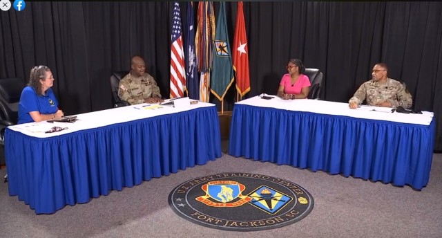 From left: Leslie Ann ‘LA’ Sully, media relations officer, Brig. Gen. Milford H. ‘Beags’ Beagle Jr., Fort Jackson commander, LaTrice Langston, social media manager, and Col. Jeremiah Stubbs interim Public Health Emergency Office at...